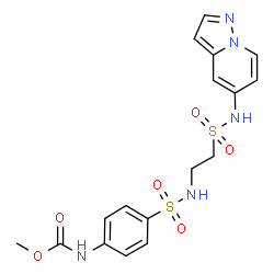ChemSpider 2D Image | Methyl (4-{[2-(pyrazolo[1,5-a]pyridin-5-ylsulfamoyl)ethyl]sulfamoyl}phenyl)carbamate | C17H19N5O6S2