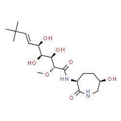 ChemSpider 2D Image | (2R,3R,4S,5R,6E)-3,4,5-Trihydroxy-N-[(3S,6R)-6-hydroxy-2-oxo-3-azepanyl]-2-methoxy-8,8-dimethyl-6-nonenamide | C18H32N2O7