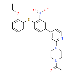 ChemSpider 2D Image | 1-ACETYL-4-(4-{4-[(2-ETHOXYPHENYL)THIO]-3-NITROPHENYL}PYRIDIN-2-YL)PIPERAZINE | C25H26N4O4S