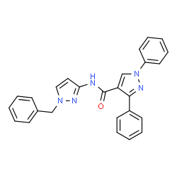 ChemSpider 2D Image | N-(1-Benzyl-1H-pyrazol-3-yl)-1,3-diphenyl-1H-pyrazole-4-carboxamide | C26H21N5O