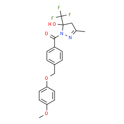 ChemSpider 2D Image | [5-Hydroxy-3-methyl-5-(trifluoromethyl)-4,5-dihydro-1H-pyrazol-1-yl]{4-[(4-methoxyphenoxy)methyl]phenyl}methanone | C20H19F3N2O4