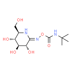 ChemSpider 2D Image | [(2-Methyl-2-propanyl)amino]({(Z)-[(3S,4S,5R,6R)-3,4,5-trihydroxy-6-(hydroxymethyl)-2-piperidinylidene]amino}oxy)methanone | C11H21N3O6