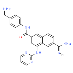 ChemSpider 2D Image | N-[4-(Aminomethyl)phenyl]-6-carbamimidoyl-4-(2-pyrimidinylamino)-2-naphthamide | C23H21N7O