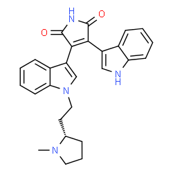 ChemSpider 2D Image | 3-(1H-indol-3-yl)-4-{1-[2-(1-methylpyrrolidin-2-yl)ethyl]-1H-indol-3-yl}-1H-pyrrole-2,5-dione | C27H26N4O2