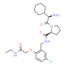 ChemSpider 2D Image | 1-[(2R)-2-Amino-2-cyclohexylacetyl]-N-{5-chloro-2-[2-(ethylamino)-2-oxoethoxy]benzyl}-L-prolinamide | C24H35ClN4O4