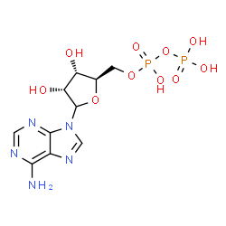 ChemSpider 2D Image | 9-{5-O-[Hydroxy(phosphonooxy)phosphoryl]-D-ribofuranosyl}-9H-purin-6-amine | C10H15N5O10P2