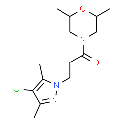 ChemSpider 2D Image | 3-(4-Chloro-3,5-dimethyl-1H-pyrazol-1-yl)-1-(2,6-dimethyl-4-morpholinyl)-1-propanone | C14H22ClN3O2