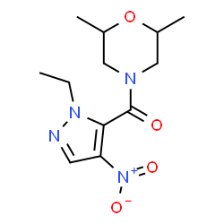ChemSpider 2D Image | (2,6-Dimethyl-4-morpholinyl)(1-ethyl-4-nitro-1H-pyrazol-5-yl)methanone | C12H18N4O4