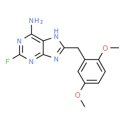 ChemSpider 2D Image | 8-(2,5-dimethoxybenzyl)-2-fluoro-3H-purin-6-amine | C14H14FN5O2
