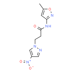 ChemSpider 2D Image | N-(5-Methyl-1,2-oxazol-3-yl)-3-(4-nitro-1H-pyrazol-1-yl)propanamide | C10H11N5O4