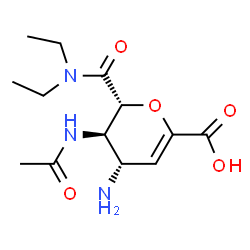 ChemSpider 2D Image | (2R,3R,4S)-3-Acetamido-4-amino-2-(diethylcarbamoyl)-3,4-dihydro-2H-pyran-6-carboxylic acid | C13H21N3O5
