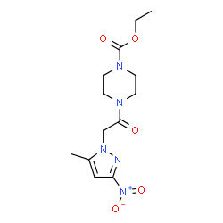 ChemSpider 2D Image | Ethyl 4-[(5-methyl-3-nitro-1H-pyrazol-1-yl)acetyl]-1-piperazinecarboxylate | C13H19N5O5