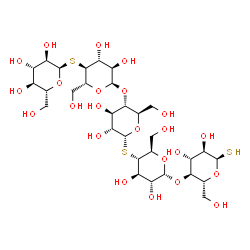 ChemSpider 2D Image | alpha-D-Glucopyranosyl-(1->4)-4-thio-alpha-D-glucopyranosyl-(1->4)-alpha-D-glucopyranosyl-(1->4)-4-thio-alpha-D-glucopyranosyl-(1->4)-1-thio-alpha-D-glucopyranose | C30H52O23S3