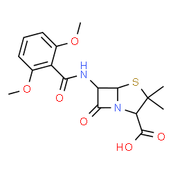 ChemSpider 2D Image | 4-Thia-1-azabicyclo(3.2.0)heptane-2-carboxylic acid, 6-(2,6-dimethoxybenzamido)-3,3-dimethyl-7-oxo- | C17H20N2O6S