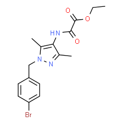ChemSpider 2D Image | Ethyl {[1-(4-bromobenzyl)-3,5-dimethyl-1H-pyrazol-4-yl]amino}(oxo)acetate | C16H18BrN3O3