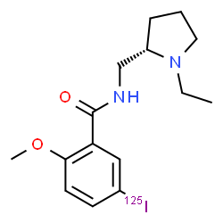 ChemSpider 2D Image | N-{[(2S)-1-Ethyl-2-pyrrolidinyl]methyl}-5-(~125~I)iodo-2-methoxybenzamide | C15H21125IN2O2