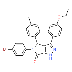 ChemSpider 2D Image | 5-(4-bromophenyl)-3-(4-ethoxyphenyl)-4-p-tolyl-4,5-dihydropyrrolo[3,4-c]pyrazol-6(1H)-one | C26H22BrN3O2