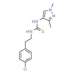 ChemSpider 2D Image | 1-[2-(4-Chlorophenyl)ethyl]-3-(1,3-dimethyl-1H-pyrazol-4-yl)thiourea | C14H17ClN4S