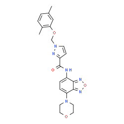 ChemSpider 2D Image | 1-[(2,5-Dimethylphenoxy)methyl]-N-[7-(4-morpholinyl)-2,1,3-benzoxadiazol-4-yl]-1H-pyrazole-3-carboxamide | C23H24N6O4