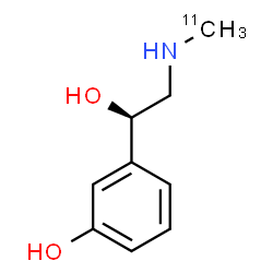 ChemSpider 2D Image | 3-{(1R)-1-Hydroxy-2-[(~11~C)methylamino]ethyl}phenol | C811CH13NO2