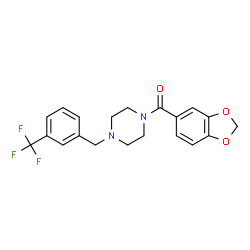 ChemSpider 2D Image | 1,3-Benzodioxol-5-yl{4-[3-(trifluoromethyl)benzyl]-1-piperazinyl}methanone | C20H19F3N2O3