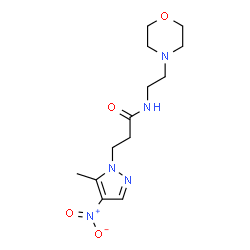 ChemSpider 2D Image | 3-(5-Methyl-4-nitro-1H-pyrazol-1-yl)-N-[2-(4-morpholinyl)ethyl]propanamide | C13H21N5O4