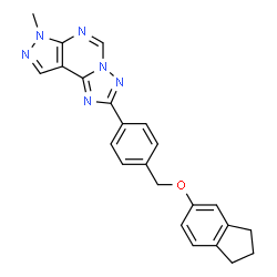 ChemSpider 2D Image | 2-{4-[(2,3-Dihydro-1H-inden-5-yloxy)methyl]phenyl}-7-methyl-7H-pyrazolo[4,3-e][1,2,4]triazolo[1,5-c]pyrimidine | C23H20N6O