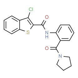 ChemSpider 2D Image | 3-Chloro-N-[2-(1-pyrrolidinylcarbonyl)phenyl]-1-benzothiophene-2-carboxamide | C20H17ClN2O2S