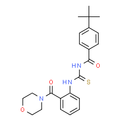 ChemSpider 2D Image | 4-(2-Methyl-2-propanyl)-N-{[2-(4-morpholinylcarbonyl)phenyl]carbamothioyl}benzamide | C23H27N3O3S