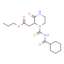 ChemSpider 2D Image | Propyl {1-[(cyclohexylcarbonyl)carbamothioyl]-3-oxo-2-piperazinyl}acetate | C17H27N3O4S