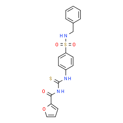 ChemSpider 2D Image | N-{[4-(Benzylsulfamoyl)phenyl]carbamothioyl}-2-furamide | C19H17N3O4S2