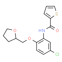 ChemSpider 2D Image | N-[5-Chloro-2-(tetrahydro-2-furanylmethoxy)phenyl]-2-thiophenecarboxamide | C16H16ClNO3S