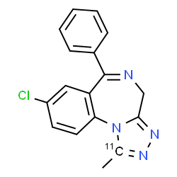 ChemSpider 2D Image | 8-Chloro-1-methyl-6-phenyl(1-~11~C)-4H-[1,2,4]triazolo[4,3-a][1,4]benzodiazepine | C1611CH13ClN4