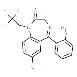 ChemSpider 2D Image | 7-Chloro-5-[2-(~18~F)fluorophenyl]-1-(2,2,2-trifluoroethyl)-1,3-dihydro-2H-1,4-benzodiazepin-2-one | C17H11ClF318FN2O