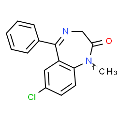 ChemSpider 2D Image | 7-Chloro-1-(~11~C)methyl-5-phenyl-1,3-dihydro-2H-1,4-benzodiazepin-2-one | C1511CH13ClN2O