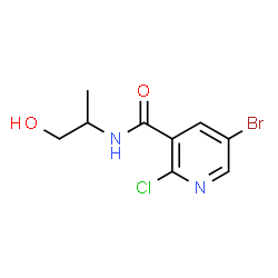ChemSpider 2D Image | 5-Bromo-2-chloro-N-(1-hydroxy-2-propanyl)nicotinamide | C9H10BrClN2O2