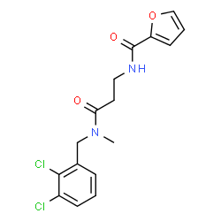 ChemSpider 2D Image | N-{3-[(2,3-Dichlorobenzyl)(methyl)amino]-3-oxopropyl}-2-furamide | C16H16Cl2N2O3