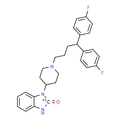 ChemSpider 2D Image | 1-{1-[4,4-Bis(4-fluorophenyl)butyl]-4-piperidinyl}(2-~11~C)-1,3-dihydro-2H-benzimidazol-2-one | C2711CH29F2N3O