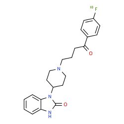 ChemSpider 2D Image | 1-(1-{4-[4-(~18~F)Fluorophenyl]-4-oxobutyl}-4-piperidinyl)-1,3-dihydro-2H-benzimidazol-2-one | C22H2418FN3O2