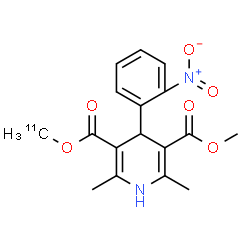 ChemSpider 2D Image | Methyl (~11~C)methyl 2,6-dimethyl-4-(2-nitrophenyl)-1,4-dihydro-3,5-pyridinedicarboxylate | C1611CH18N2O6
