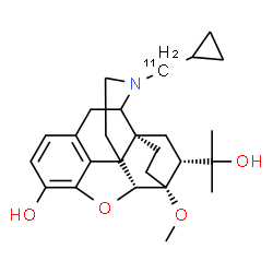 ChemSpider 2D Image | (5alpha,6beta,14beta,18R)-17-[Cyclopropyl(~11~C)methyl]-18-(2-hydroxy-2-propanyl)-6-methoxy-18,19-dihydro-4,5-epoxy-6,14-ethenomorphinan-3-ol | C2511CH35NO4