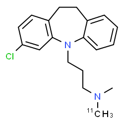 ChemSpider 2D Image | 3-(3-Chloro-10,11-dihydro-5H-dibenzo[b,f]azepin-5-yl)-N-methyl-N-(~11~C)methyl-1-propanamine | C1811CH23ClN2