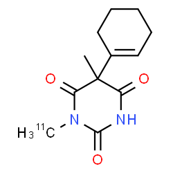 ChemSpider 2D Image | 5-(1-Cyclohexen-1-yl)-5-methyl-1-(~11~C)methyl-2,4,6(1H,3H,5H)-pyrimidinetrione | C1111CH16N2O3
