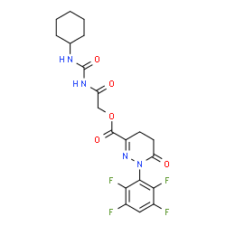 ChemSpider 2D Image | 2-[(Cyclohexylcarbamoyl)amino]-2-oxoethyl 6-oxo-1-(2,3,5,6-tetrafluorophenyl)-1,4,5,6-tetrahydro-3-pyridazinecarboxylate | C20H20F4N4O5