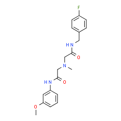 ChemSpider 2D Image | 2-[{2-[(4-Fluorobenzyl)amino]-2-oxoethyl}(methyl)amino]-N-(3-methoxyphenyl)acetamide | C19H22FN3O3