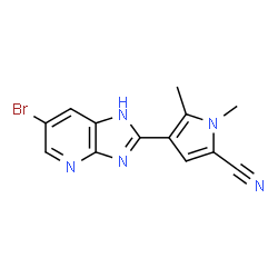 ChemSpider 2D Image | 4-(6-Bromo-1H-imidazo[4,5-b]pyridin-2-yl)-1,5-dimethyl-1H-pyrrole-2-carbonitrile | C13H10BrN5