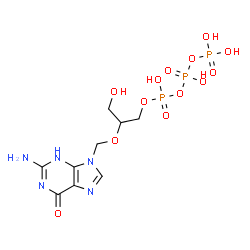 ChemSpider 2D Image | Triphosphoric acid, mono[2-[(2-amino-3,6-dihydro-6-oxo-9H-purin-9-yl)methoxy]-3-hydroxypropyl] ester | C9H16N5O13P3