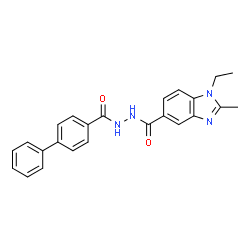 ChemSpider 2D Image | N'-(4-Biphenylylcarbonyl)-1-ethyl-2-methyl-1H-benzimidazole-5-carbohydrazide | C24H22N4O2