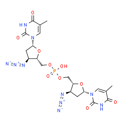 ChemSpider 2D Image | bis[[(2R,3R,5S)-3-azido-5-(5-methyl-2,4-dioxo-pyrimidin-1-yl)tetrahydrofuran-2-yl]methyl] hydrogen phosphate | C20H25N10O10P