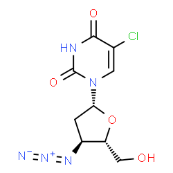 ChemSpider 2D Image | 3'-Azido-5-chloro-2',3'-dideoxyuridine | C9H10ClN5O4